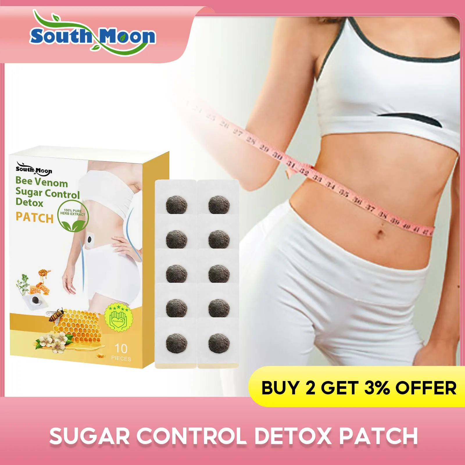 Sugar Control Detox Patch Eliminate Edema Remove Body Toxins Thin Waist Arms Thigh Firming Skin Belly Fat Burning Navel Stickers