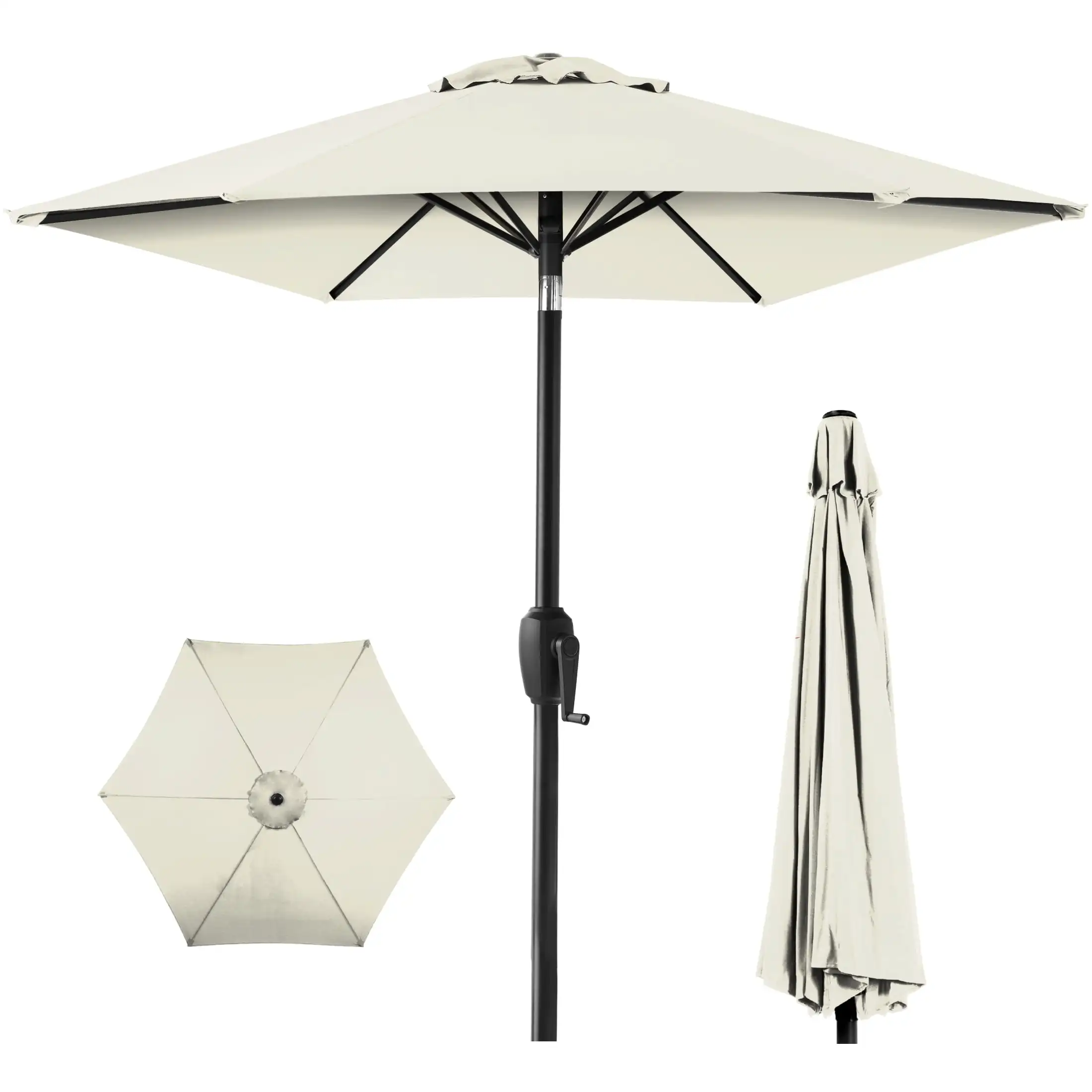 

Best Choice Products 7.5ft Heavy-Duty Outdoor Market Patio Umbrella w/ Push Button Tilt, Easy Crank Lift - Ivory patio umbrella