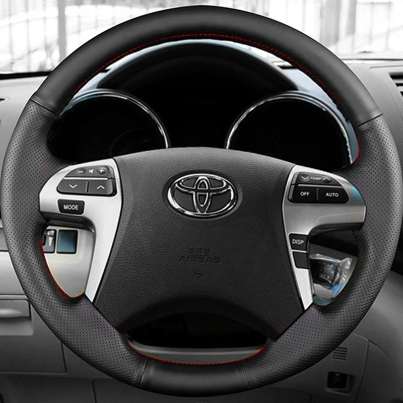

Чехол рулевого колеса автомобиля для Toyota Highlander Camry 2007-2011, Fortuner Hilux, сделай сам, прошитая вручную, кожа из микрофибры