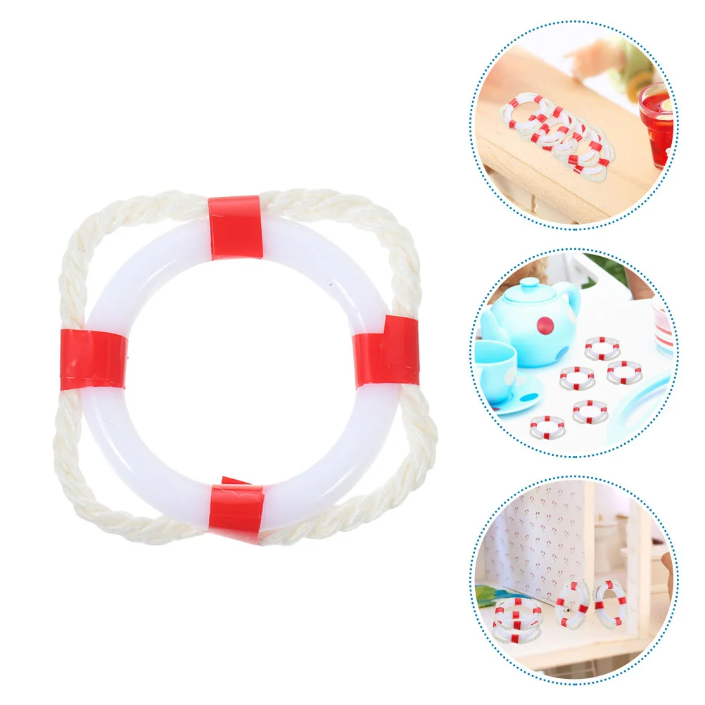 

10 Pcs Mini Life Buoy Miniature Swim Rings Tiny Swimming Photo Props House Decors Ornaments Plaything