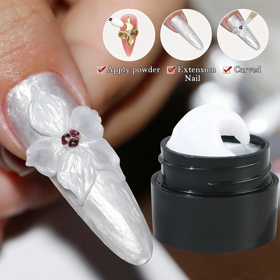5ml 펄 화이트 3D 조형 젤 (네일 폴리쉬용, 손에 묻지 않는 연장 젤, 3D 쉐이핑 조각 꽃 젤, DIY 네일 아트 데코)