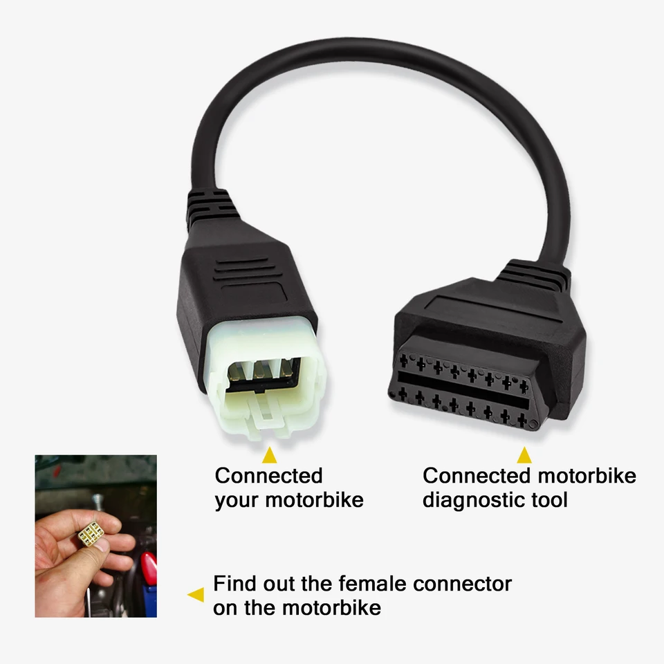 OBD アダプター Kawasaki 6pin から 16pin Obd2 診断ケーブルコネクタ