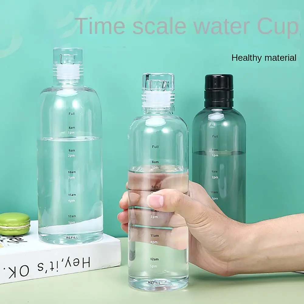 Portable 500/750ML Water Bottle Timescale Transparent Drinking Cup Leakproof Tea Coffee Cup for Outdoor Sports