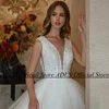 ADLN Ball Gown Wedding Dress Deep V Neck Sleeveless Applique Body RUffles Tulle Sweep Train Vestidos De Novia Bridal Dresses 3