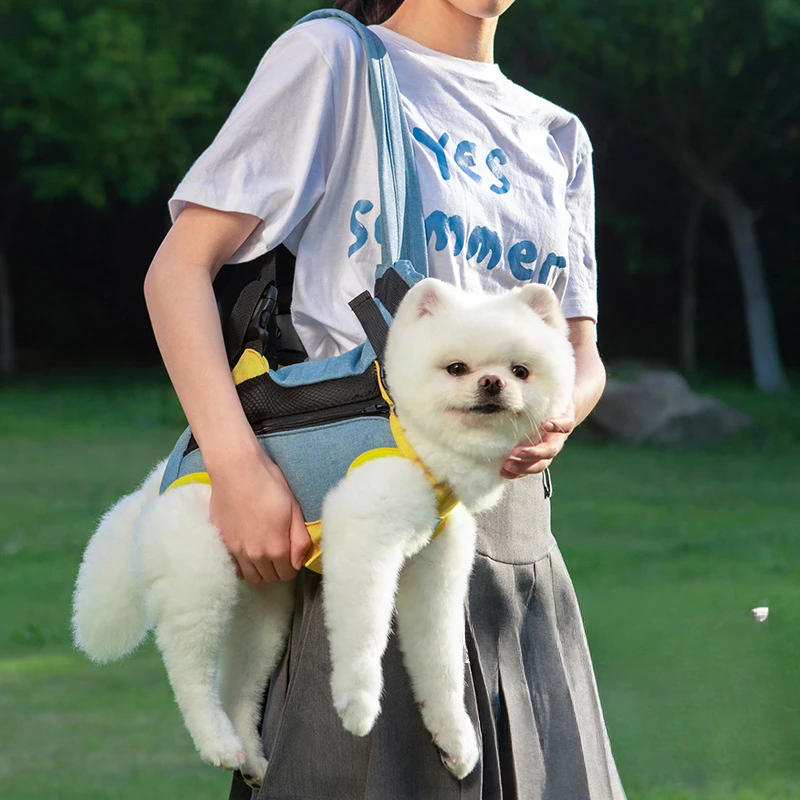 Canvas Pet Bag Dog Bag Portable Travel Backpack Outdoor Cat Mesh Cloth Chest Four Legged Backpack Travel Four Seasons Pet
