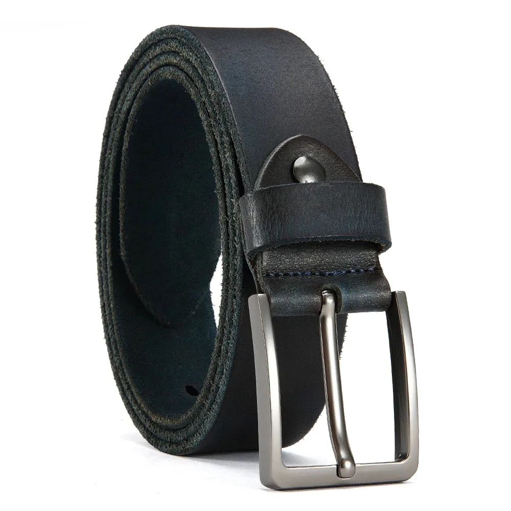 Антикварный высококачественный мужской повседневный ремень из воловьей кожи с металлической пряжкой и высококачественным верхним слоем разных цветов на выбор