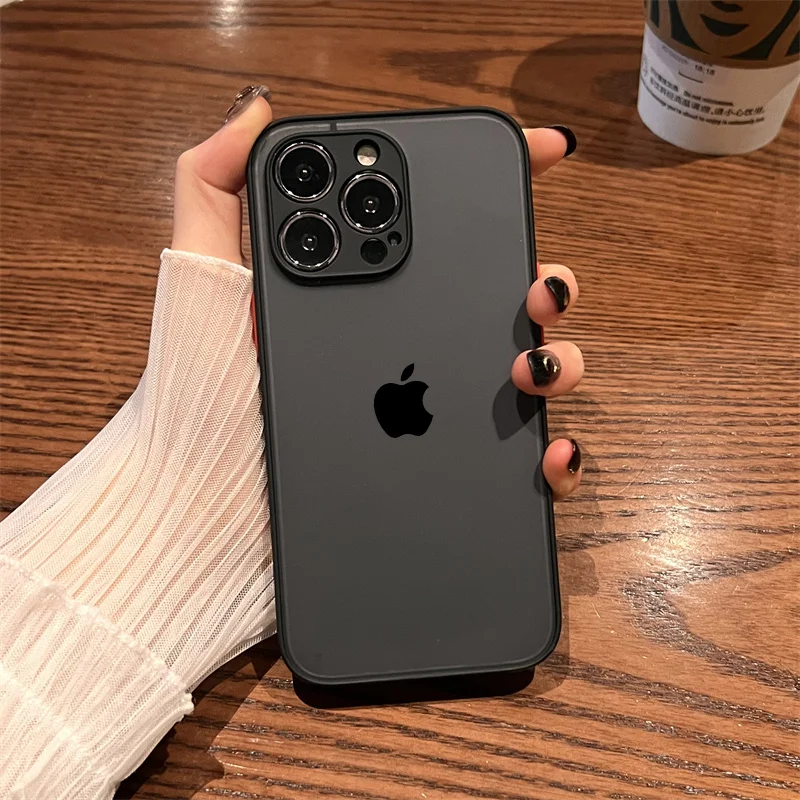 Luxury Matte Shockproof Case for iPhone 15 14 13 12 Mini 11 Pro X XS Max 7 8 Plus SE Clear Translucent Armor Soft Bumper Cover