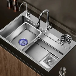 Multiple Size Nano 304 stainless steel kitchen sink large single-slot washbasin Bowl For Home Improvement Drain Accessories