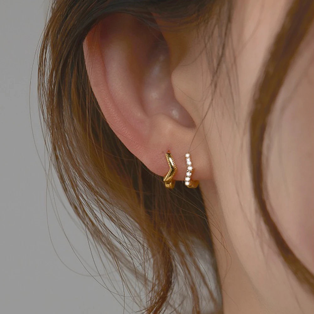 Stainless Steel Huggie Hoops Small Dainty Classic Gold Color Earring Minimalist Korean Style Jewelry Gift Earrings for Women MOM 6