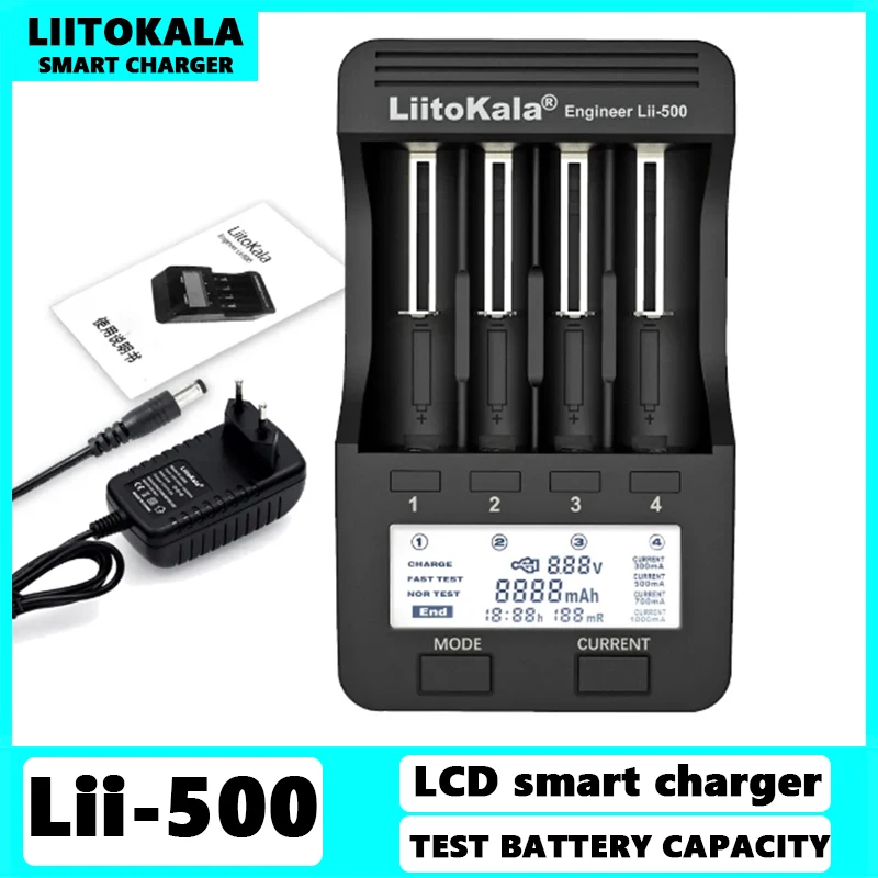 

Зарядное устройство LiitoKala Lii-S12 Lii-600 500S 18650 для аккумуляторов 20700 26650 21700 14500 10440 16340 1,2 V 3,7 V