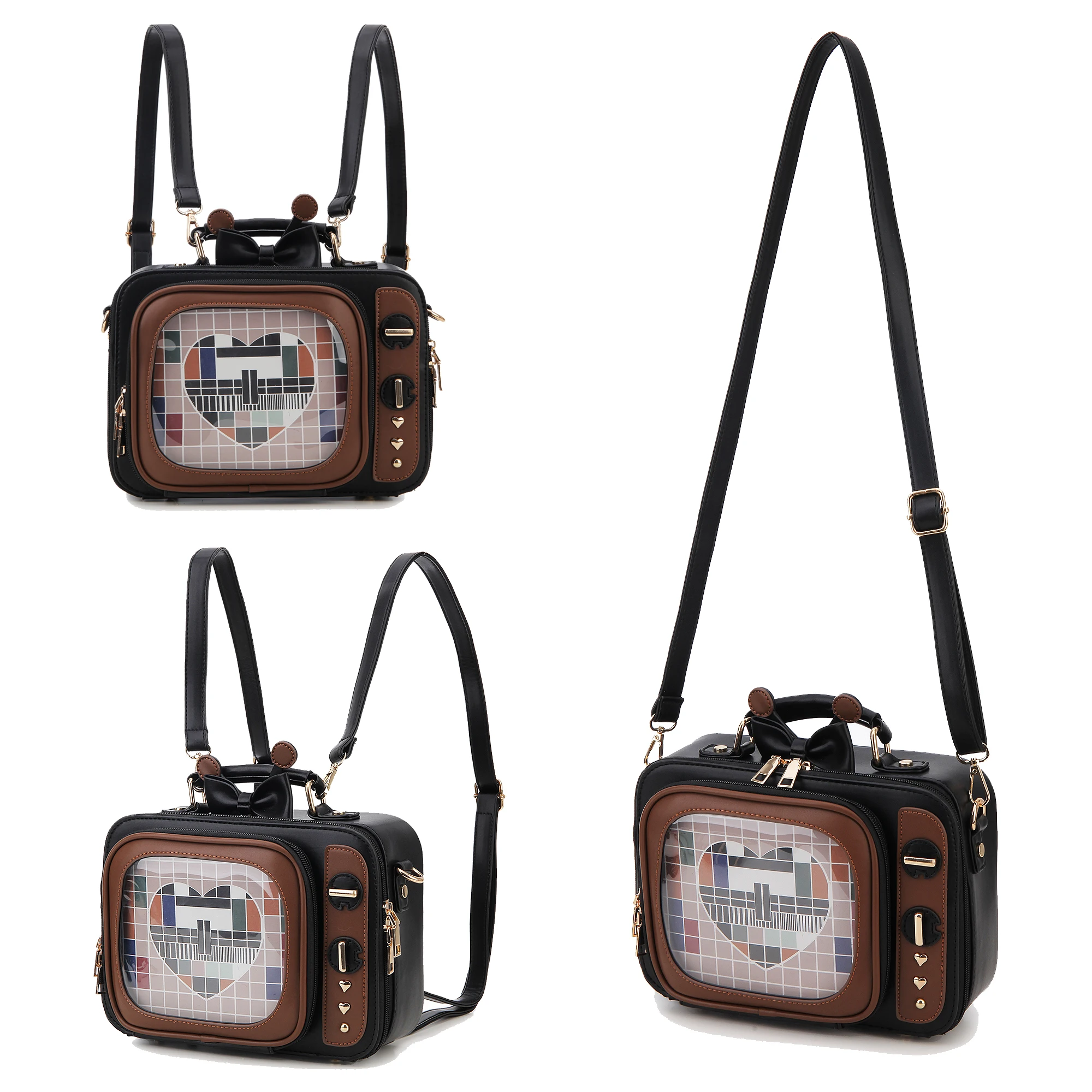 Novelty Tv Shape Ita Bag Retro Television Women Shoulder Bag Design Ita Backpack with Inserts Gilrs Crossbody Bag 3