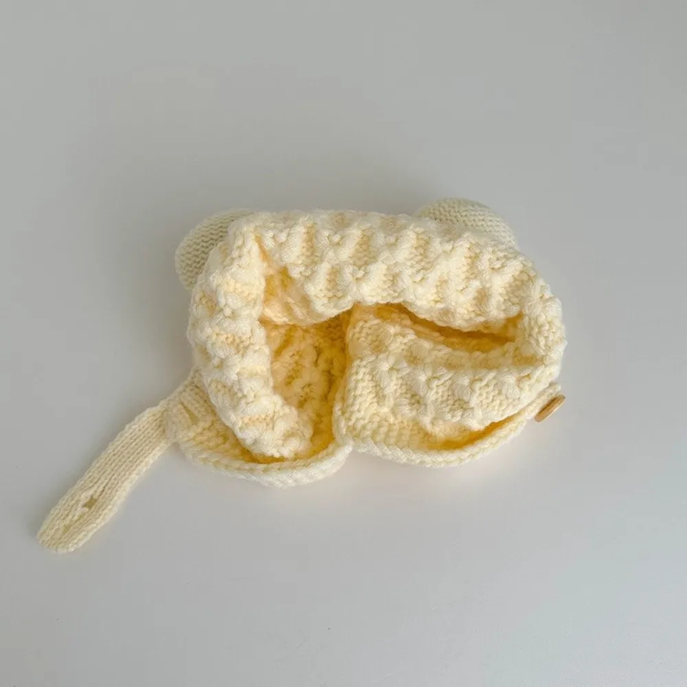 Warm Knitted Bear Windproof Beanie Hat for Kids