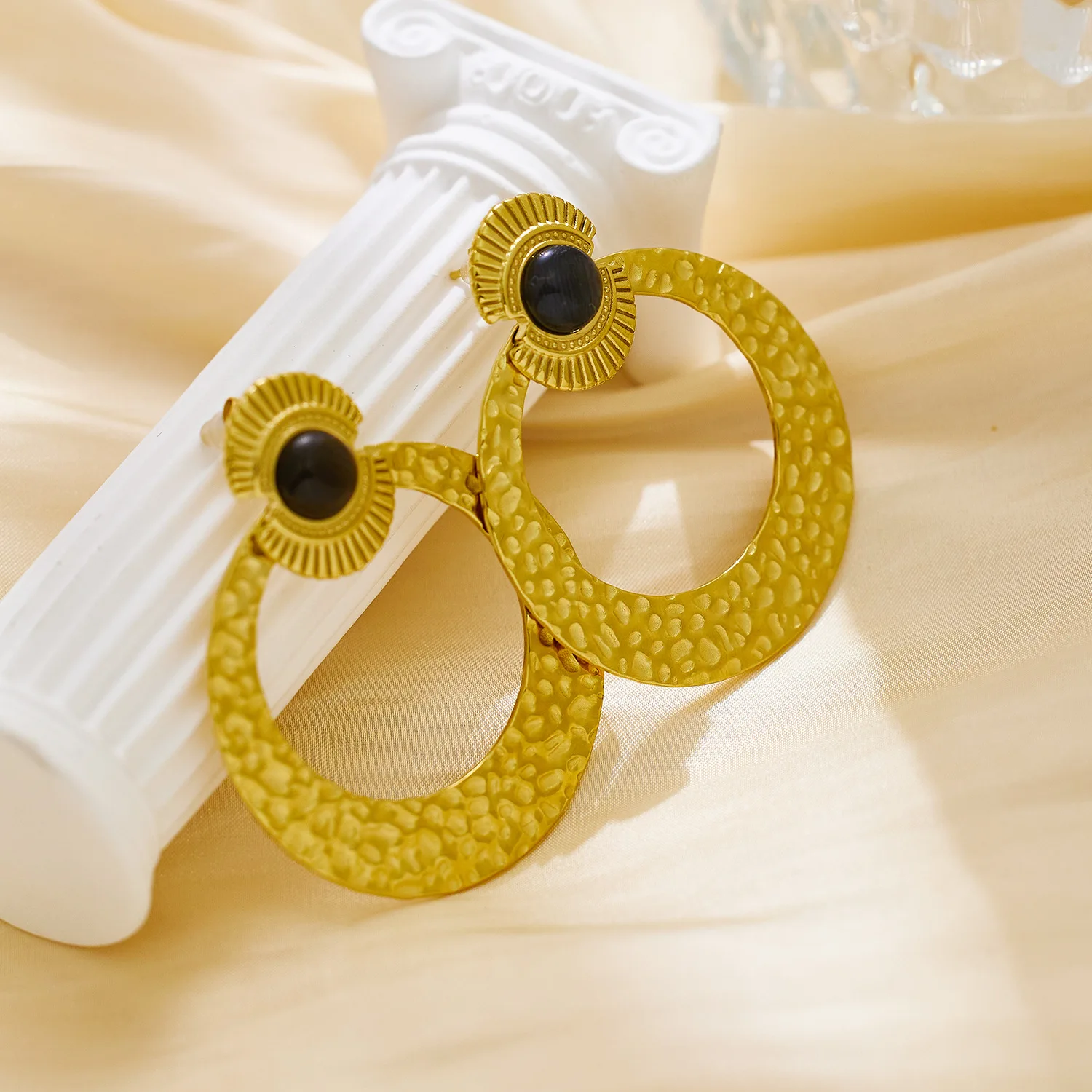 

High Quality Exaggerated Round Geometric 18K Gold Plated Drop Earrings for Women Party Fahsion INS Jewelry Free Shipping Gifts