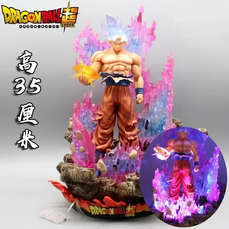Dragon Ball Anime Figure Ultra Instinct Awaken Goku 35Cm Gk Grandi Action Figures Led Light Modello Da Collezione Giocattolo Decorazione Regalo