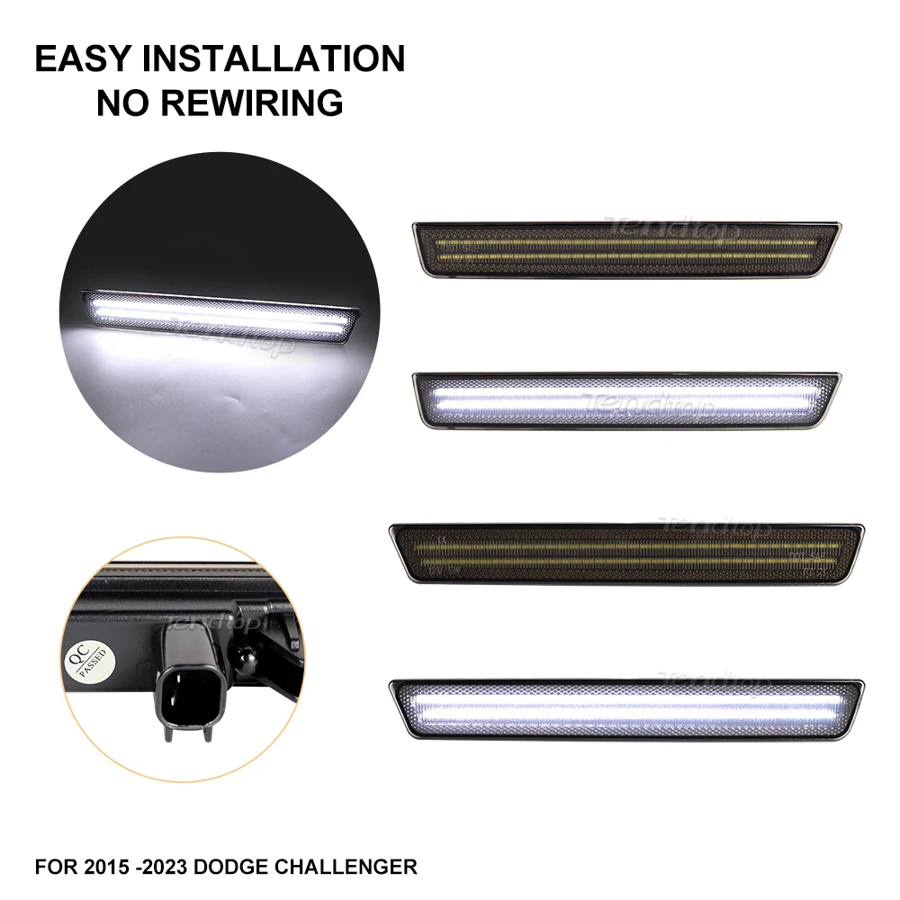 

LED Side Marker Lamp Front Rear Bumper Turn Signal LightsDriving Light Indicator For Dodge Challenger 2015-2023