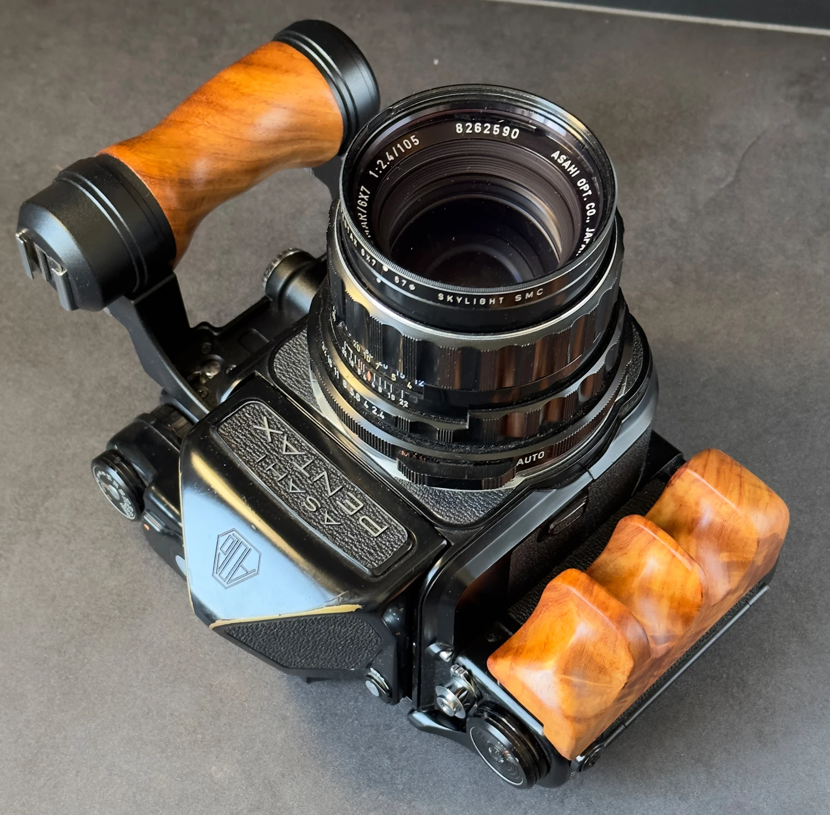木製カメラハンドグリップ、ペ税67、6x7、6x7、左右ハンドルホルダー 