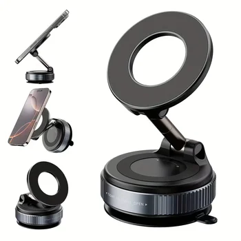 Magnetic Car Phone Holder – Alloy Mount with 360° Rotation & 3M Adhesive