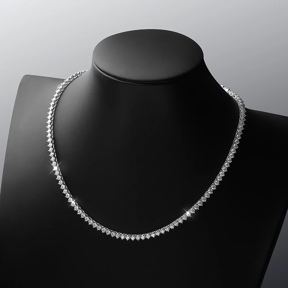 Graduated Tennis Necklace with 3-Prong Round Diamonds. D9.61ct.t.w. For  Sale at 1stDibs | 5ct tennis necklace