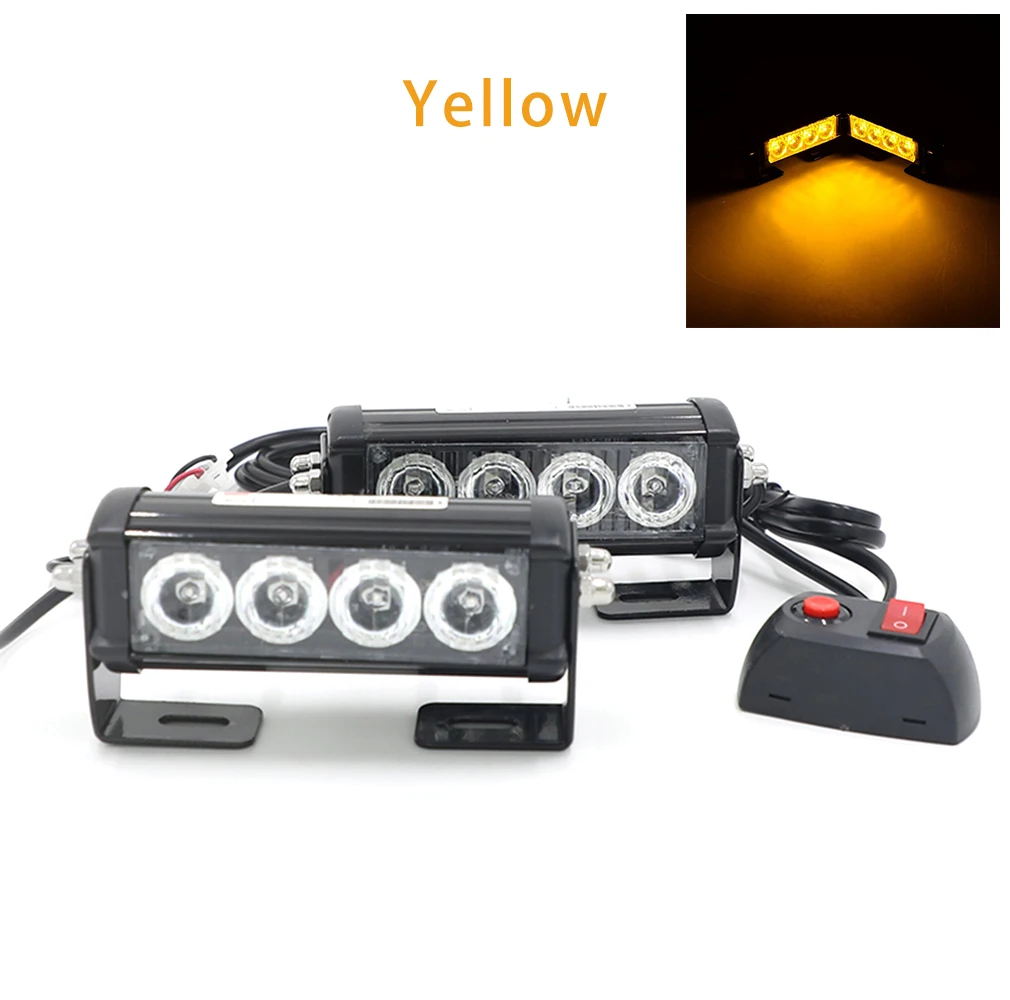 車のストロボledライト,2 in 1,車の緊急信号灯,赤,青,黄,白,12v