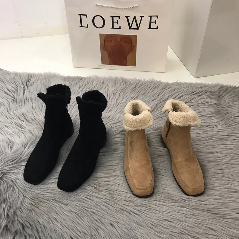 Winter Plush Women Snow Boots Fashion Warm Short Booties Autumn Winter Women's Platform Heel Shoes