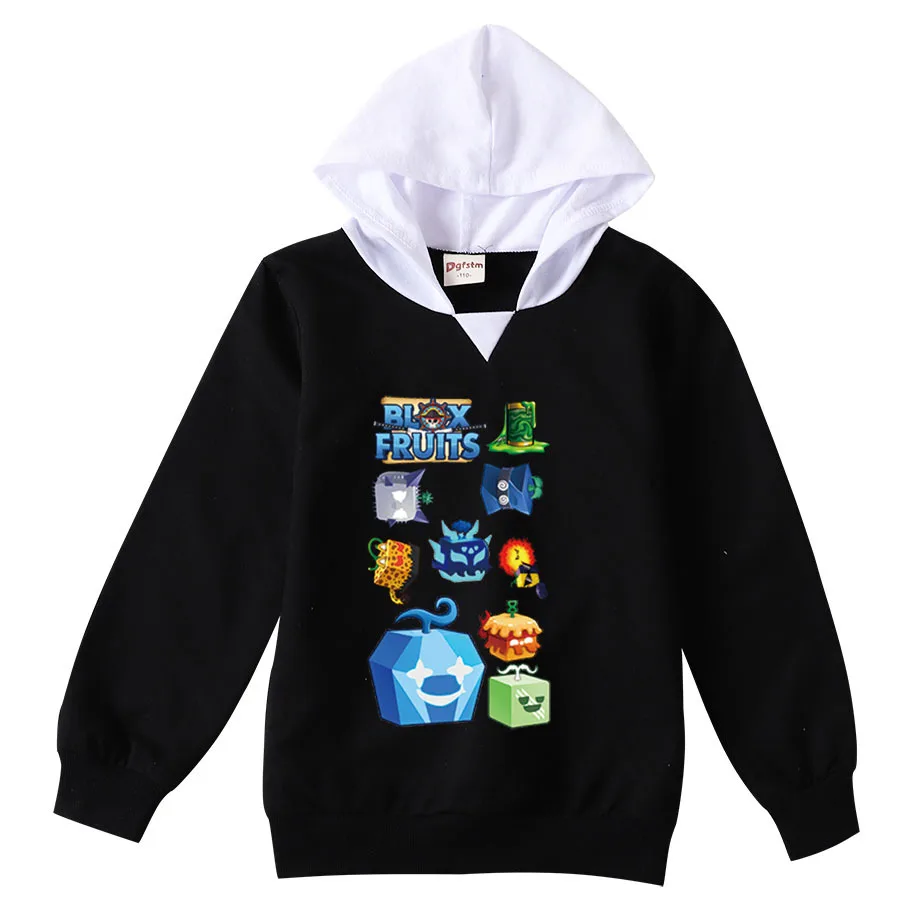 New Arrivals Kids Game Blox Fruits Shirt Girls Cartoon Hoodies Baby Boys Hooded Pullover Coats Children Long Sleeve Sweatshirts