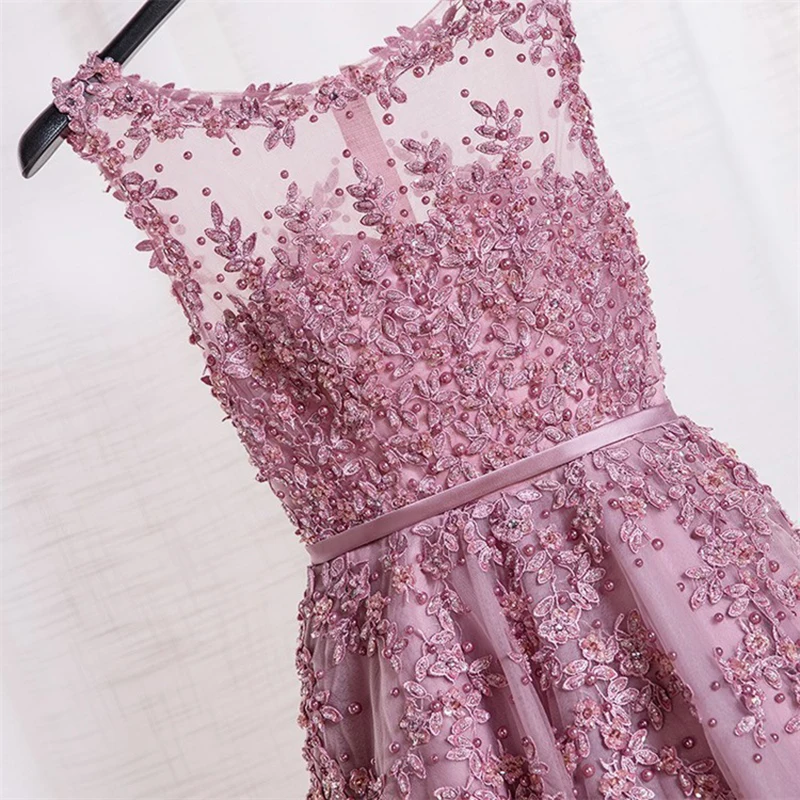 Sexy Illusion Lace Appliques Homecoming Dresses Elegant Cocktail Party Dresses With Pearls Short Evening Gowns Robe De Soiree evening dresses cocktail dress