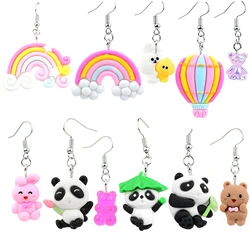 Cartoon Dinosaurs Dangle Earring Resin For Women Lovely Rainbow Drop Earrings Fire Balloon Stud Earring Girls