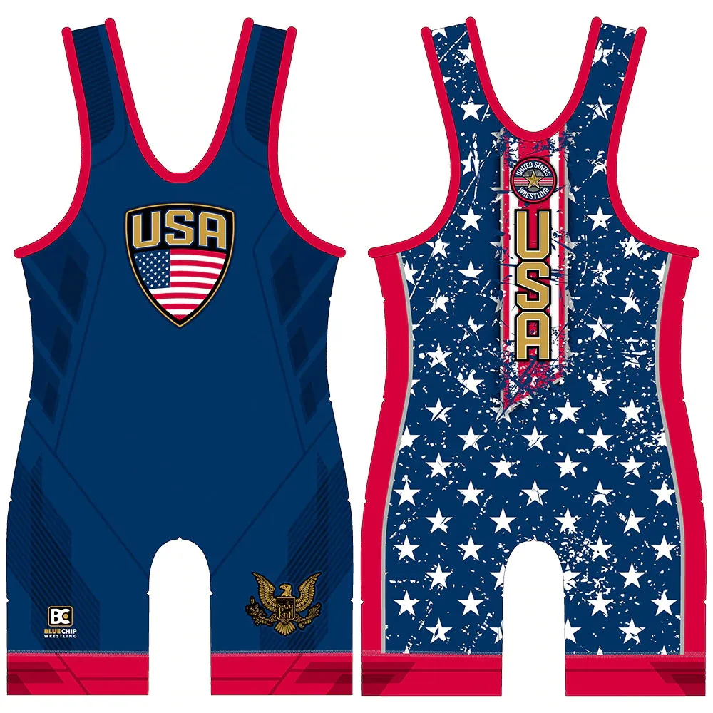 Usa Professional Coverall Training Competition Freestyle Wrestling Suits High Elastic Men's Gymnastics Wrestling Outfit