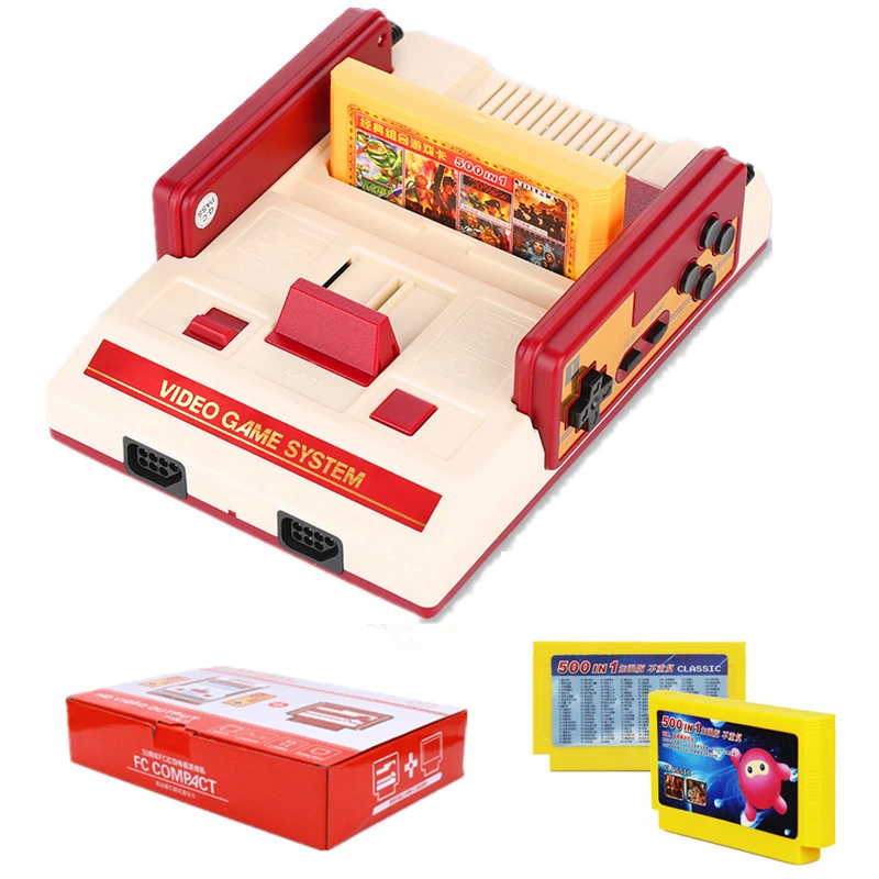 Mini TV Game Console 8 Bit Retro Video Game Console +500 IN 1 Game Card with Dual Controllers For FC NES Handheld Game Player