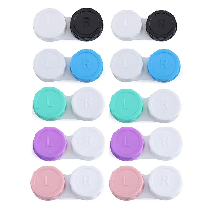 10pc 미니 콘택트 렌즈 케이스 눈 여행 키트 홀더 유리 화장품 콘택트 렌즈 케이스 박스 컨테이너 여행 액세서리 블랙