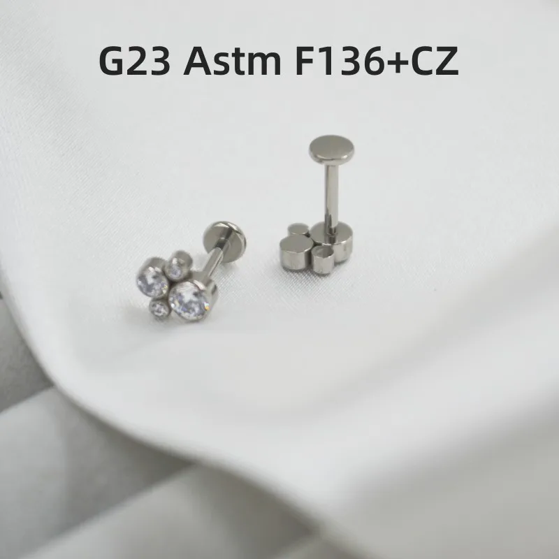 

10pcs G23 Titanium CZ Gems Lip Labret Ring Bar Ear Cartilage Helix Rook Tragus Studs 16G Body Piercing Jewelry New