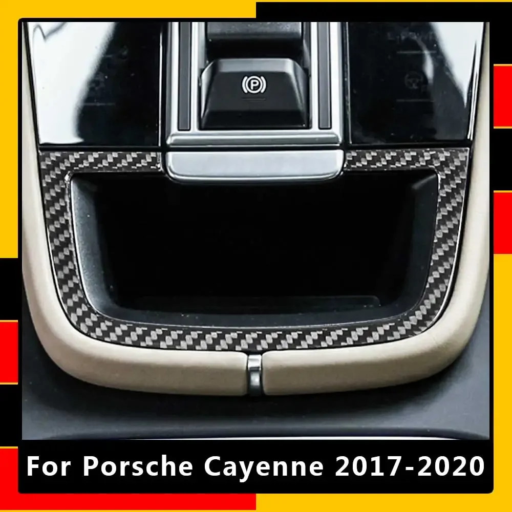 

For Porsche Cayenne 2017-2020 Real Carbon Fiber Interior Cover Center Console Trim Ashtray Decoration Car Styling Accessories