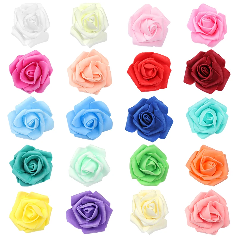 10/20/30pcs 5cm Foam Rose Artificial Flower Head Teddy Bear Roses Handmade DIY Gift Decoration Wedding Valentines Day Home Decor