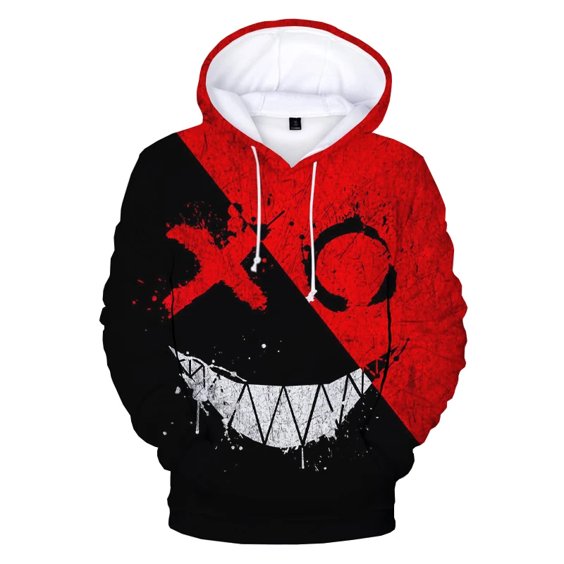 thumbnail image 1 of Sudadera con capucha con estampado 3D de cara sonriente de diablo a la moda para hombre y mujer, estilo hip hop, informal, divertida, con estampado XOXO, 1 of 4