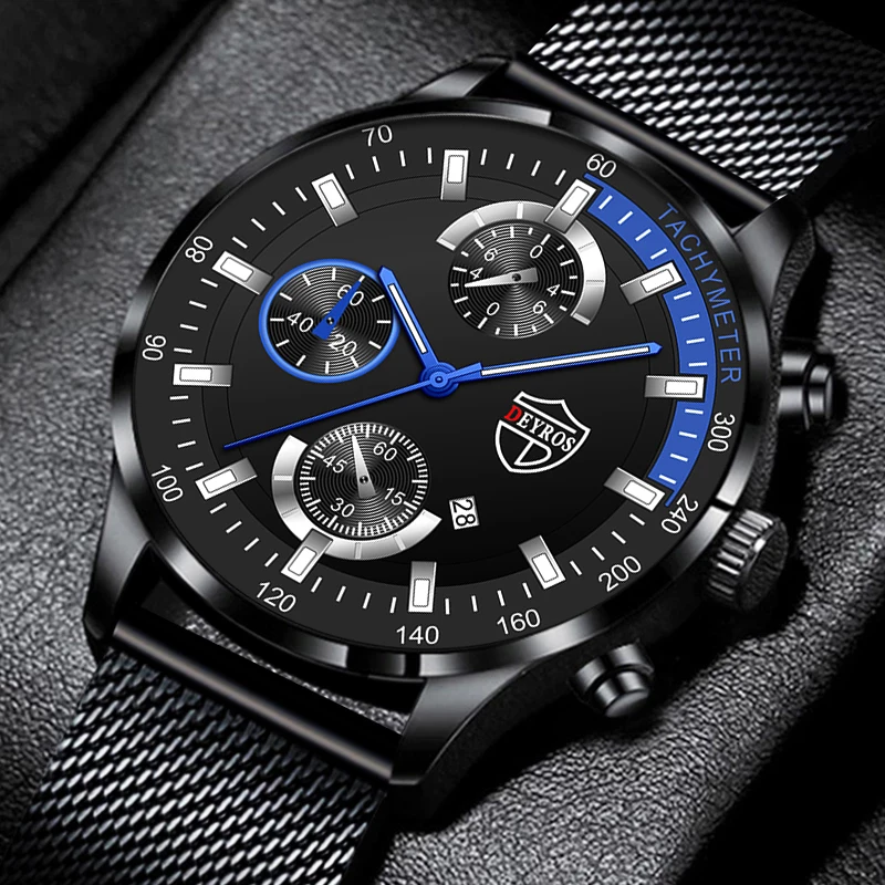

Fashion Mens Watches Luxury Stainless Steel Mesh Belt Quartz Wrist Watch For Men Business Casual Leather Watch relogio masculino