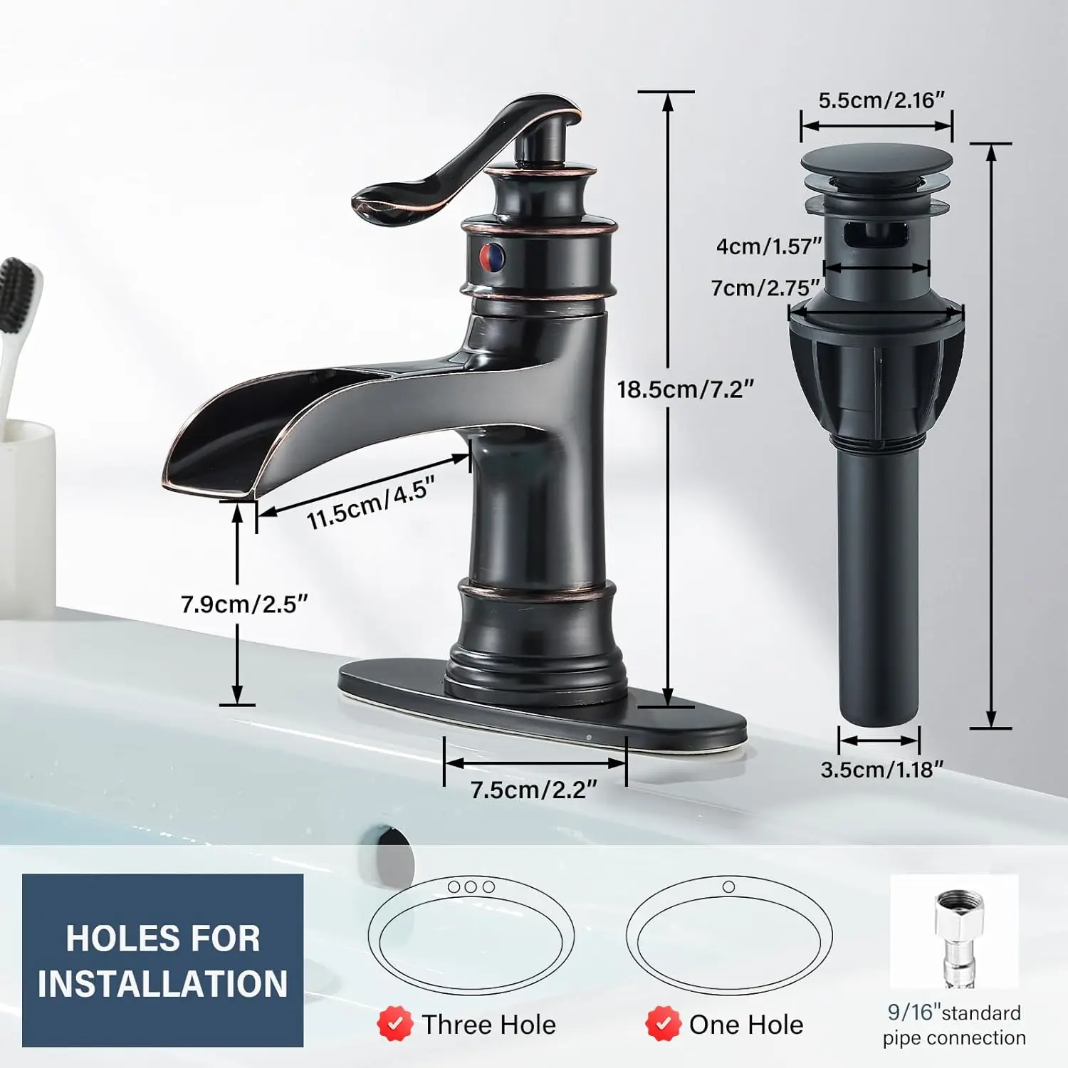 Waterfall Bathroom Faucet Oil Rubbed Bronze Single Handle Lavatory Mixer Tap  Vessel Sink Faucet Farmhouse Vanity  Sink Faucet 2