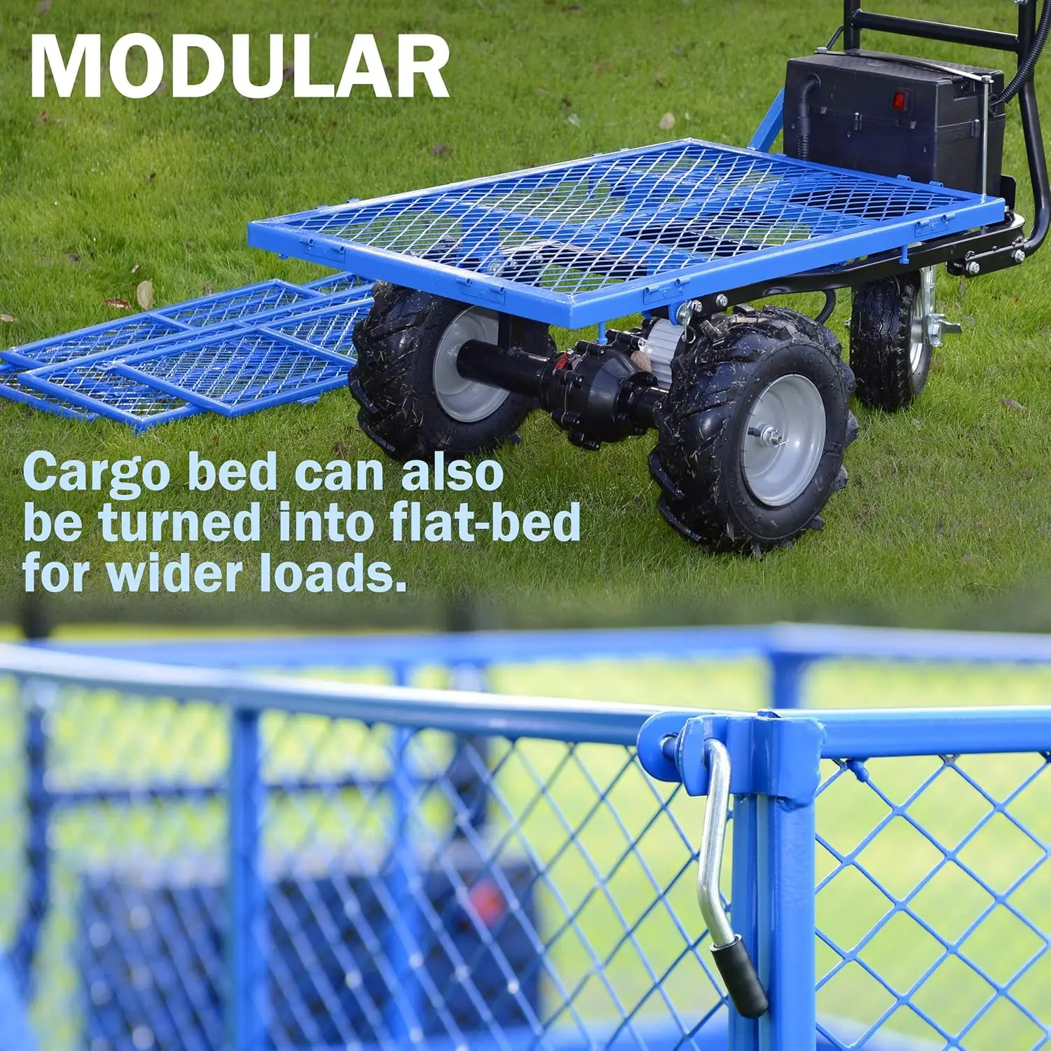 Cart Hand Truck Power Wagon Super Duty Electric 500W Battery Driven Max 500Lbs Load and 1000Lbs Towing