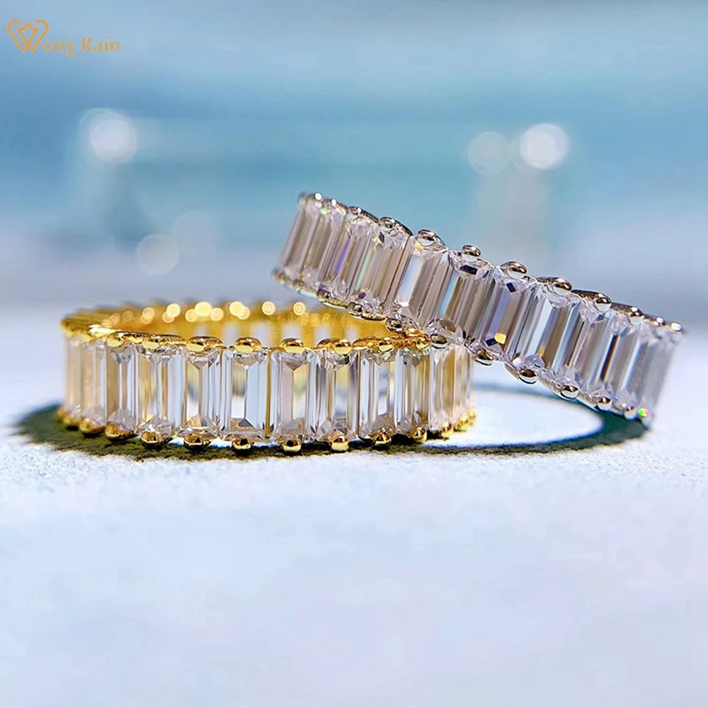 

Wong Rain 18K Gold Plated 925 Sterling Silver Emerald Cut High Carbon Diamonds Fine Jewelry Ring Gift Wedding Band Drop Shipping