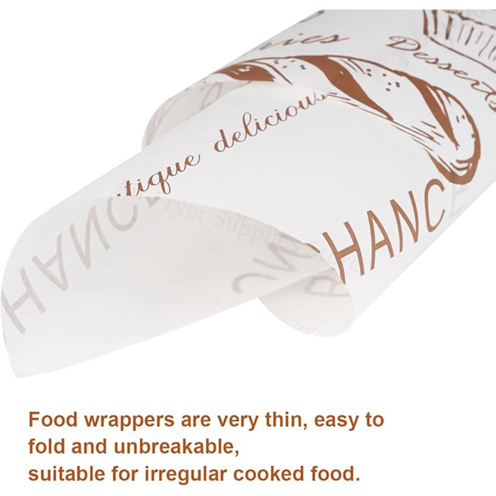 100Pcs Food Packaging Paper 38x28cm Disposable Baking Wax Paper Newspaper Food Wrap Liner for Burger Pizza Sandwich Cheese air fryer paper air fryer liners disposable air fryer liners air fryer accessories parchment baking paper
