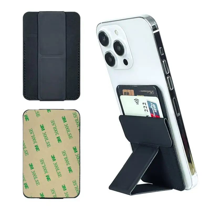 Dual Function Phone Wallet with Adhesive Card Holder and Folding Kickstand