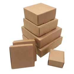 50pcs Multi-Size Cute Square Kraft Gift Boxes - 8.5x6x2cm (Brown-50PCS)