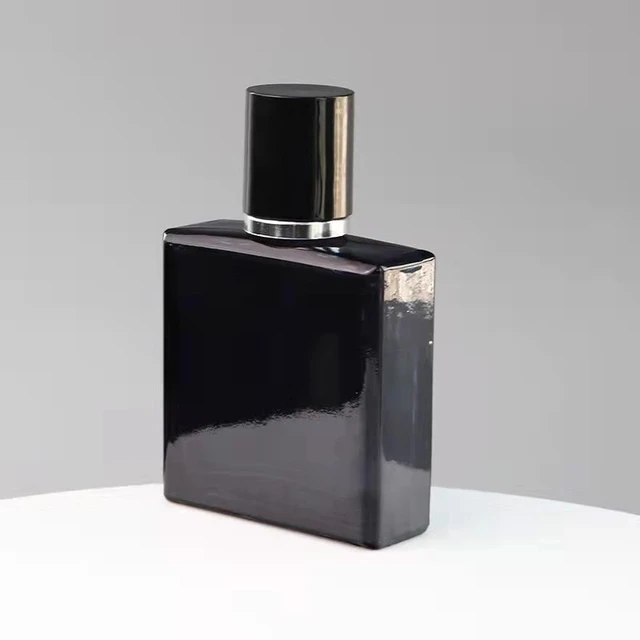 30ml Glass Perfume Bottles Empty Gradient Black Spray Perfume Bottles with Black Screw Lid Refillable Portable Empty Square Perfume Atomizer Vials