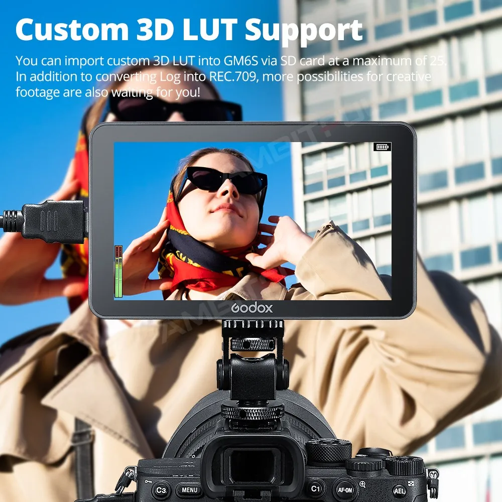 DSLR Field Monitor Godox GM6S 4K HDMI 5.5 Inch DSLR 3D LUT Touch Screen IPS FHD 1920x1080 Video Ultra Bright Camera Field