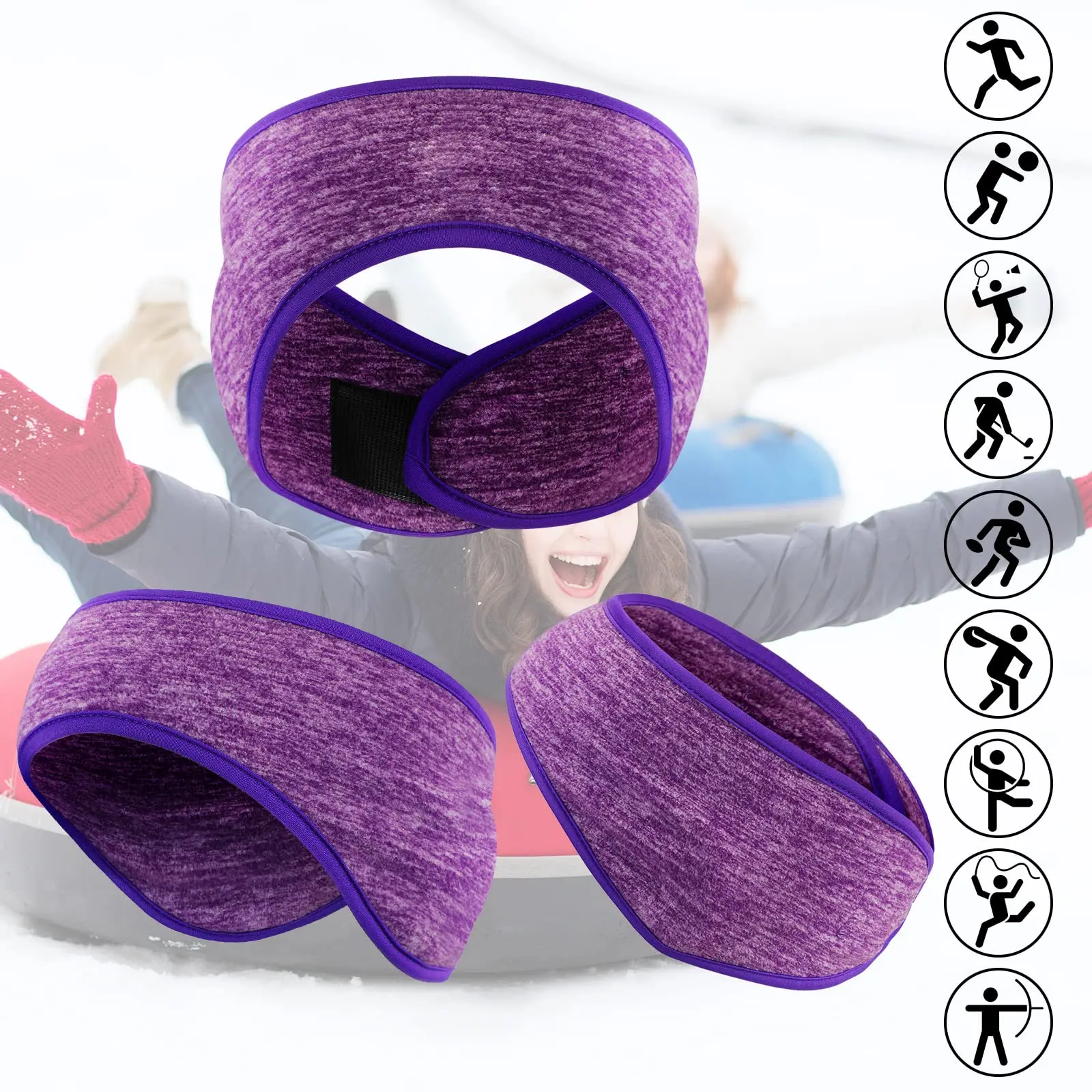 Winter Warm Headband Windproof Polar Fleece Running Ear Muffs Sweatband Thermal Breathable Sweat Absorb Outdoor Sport Band