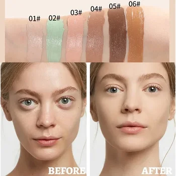 Heallor 6 Colors Liquid Concealer for Covering Facial Spots Long-lasting Natural Body Tattoo Concealer Cream Eye Concealer Beaut - Thumbnail 4