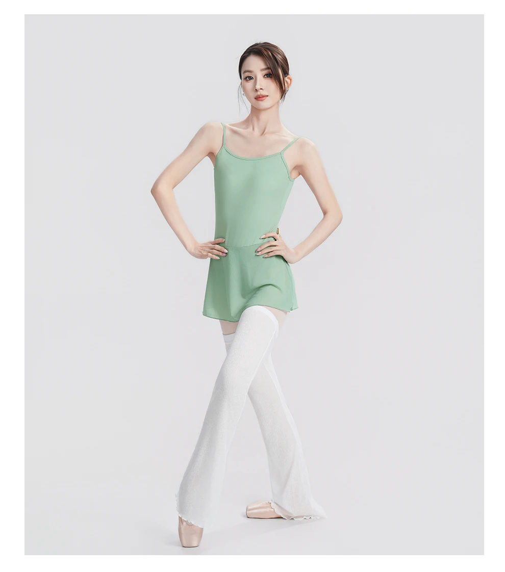 Verstellbare Ballett-Trikots für Damen und Mädchen mit V-Rücken, Tanz-Camisole, Ballettkleid, Nylon-Tanz-Bodysuit, Gymnastik-Trikots – Detail 6