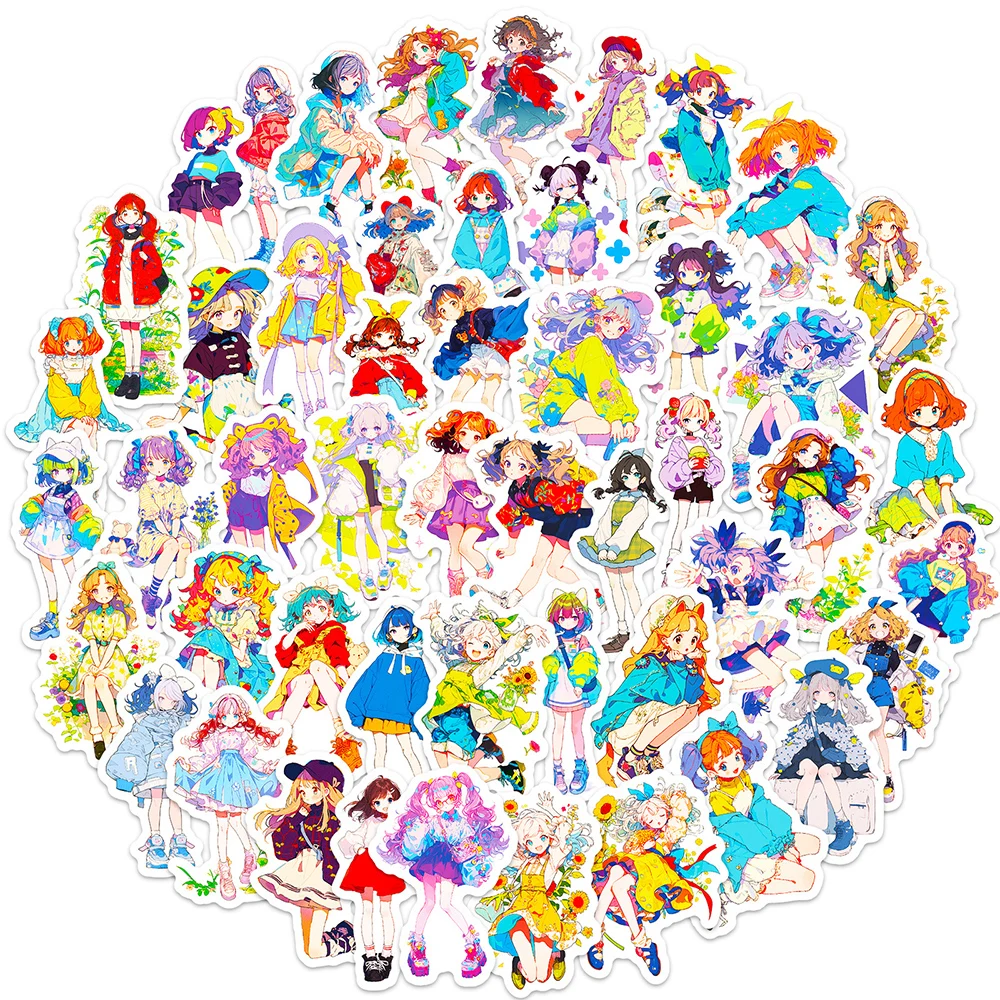 

10/30/50pcs Kawaii Japanese Anime Cartoon Girls Stickers for Kid Toy DIY Computer Stationery Waterproof Decoration Sticker Pack