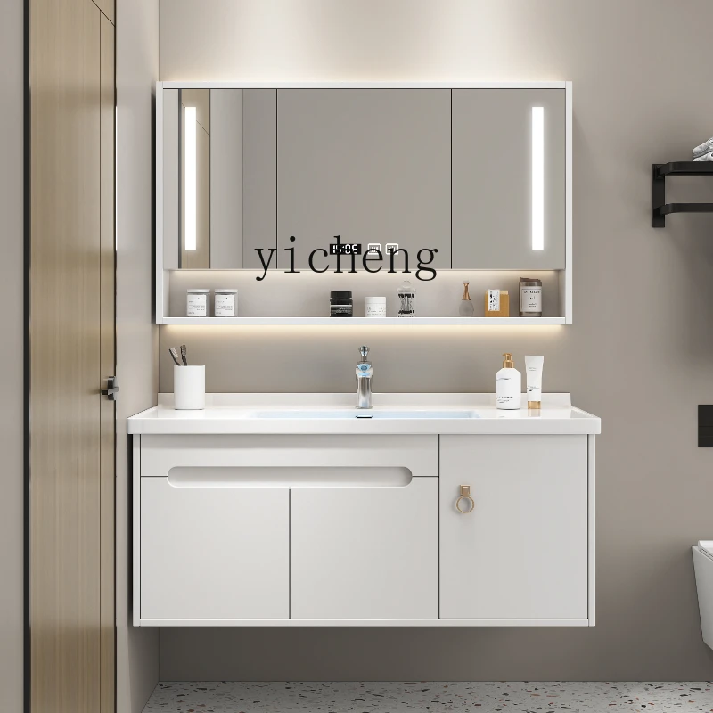 

XL Oak Bathroom Cabinet Ceramic Integrated Face Washing Wash Basin Cabinet Combination Washstand Bathroom Cabinet