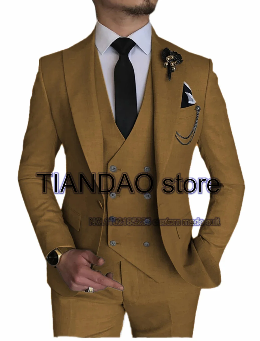 Dark Gray Men\'s Business Suit 3 Piece Blazer Pants Vest Formal Workwear Wedding Groom Tuxedo Slim Fit Jacket