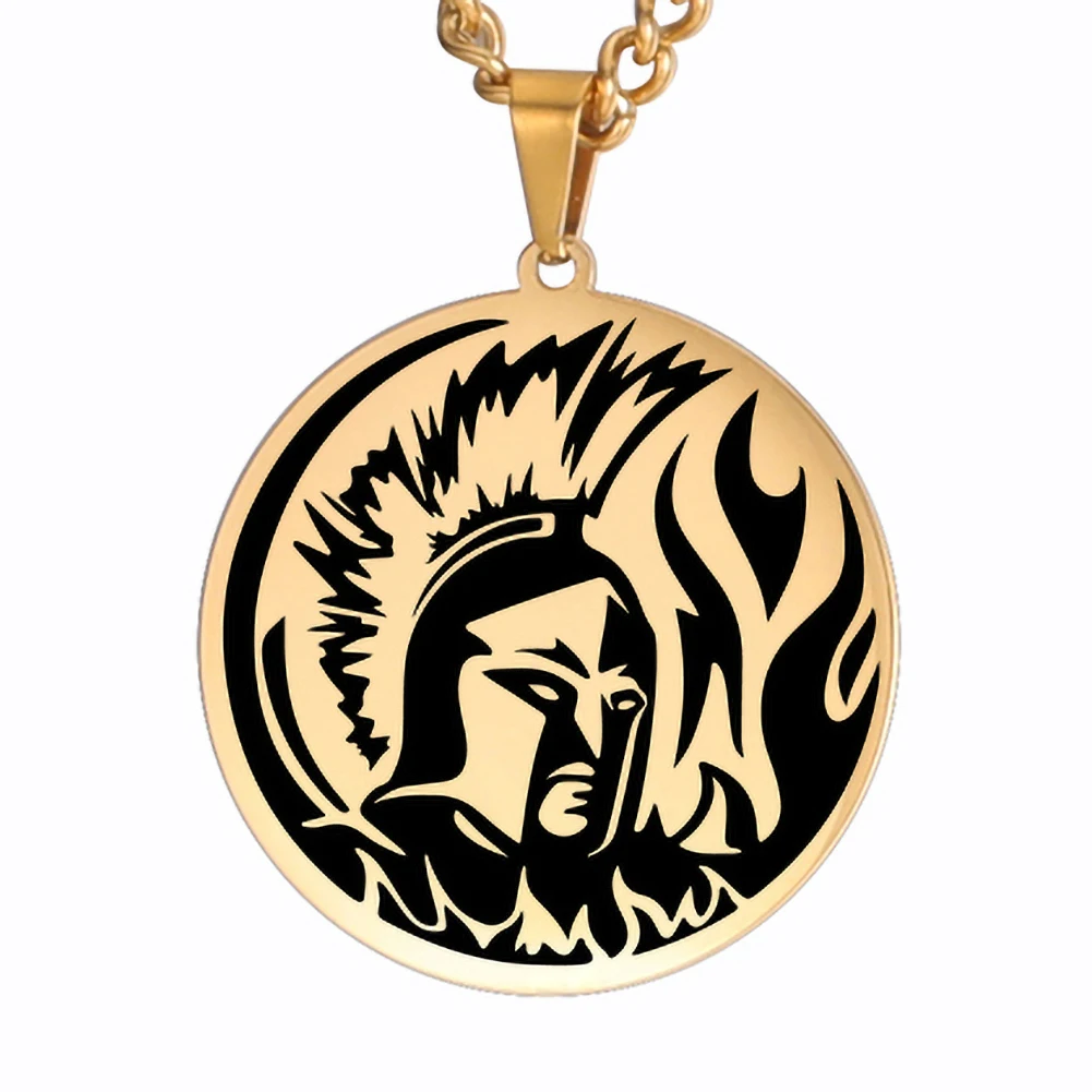Pendentif Arès doré avec casque grec